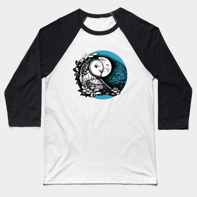 Barn Owl Baseball T-Shirt by Yulla